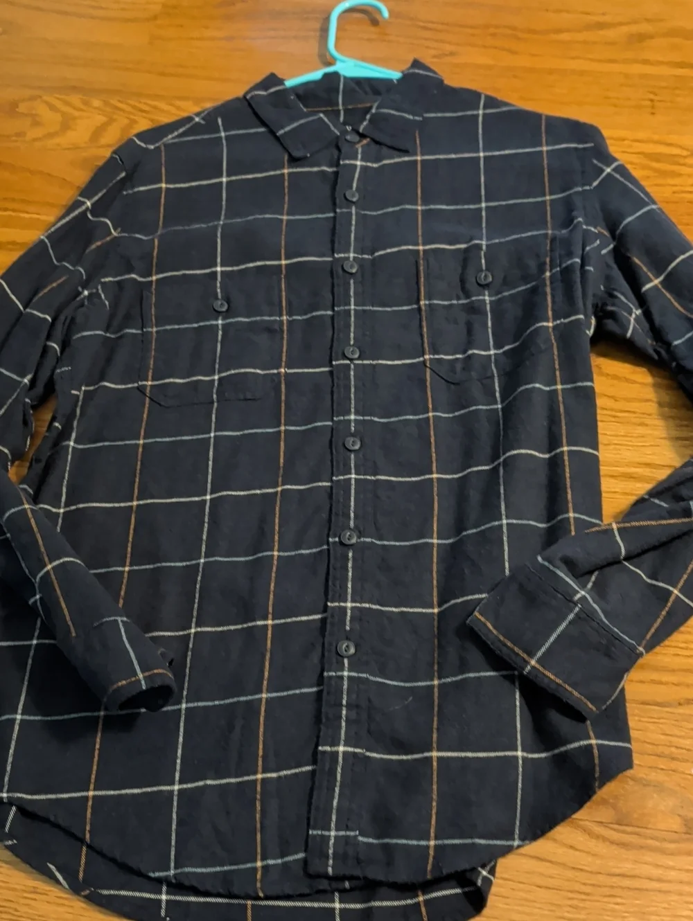 Men's Blue Windowpane Button-Up Shirt